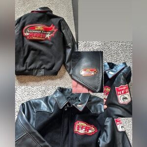 Wrangler Black Leather NFR Bomber Jacket